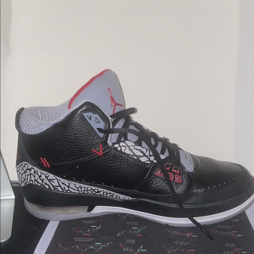 Jordan Black and Red Sneakers with Gray Accents